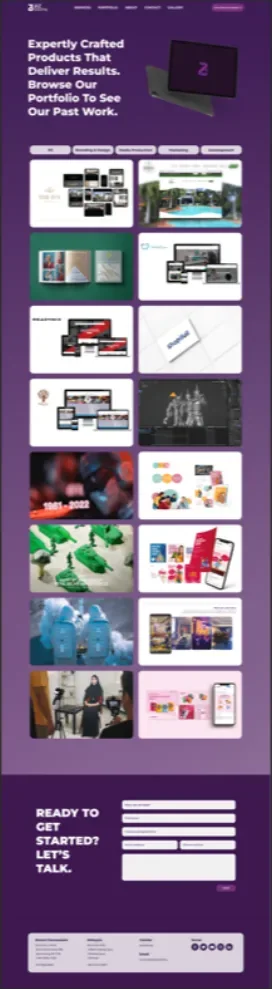 The BizDigital portfolio page, a filtered grid of client work