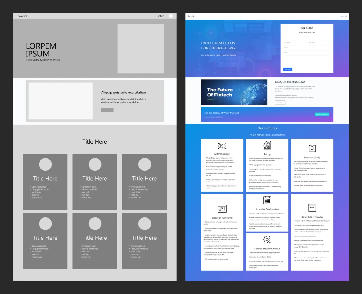 Fxcubict fintech landing page