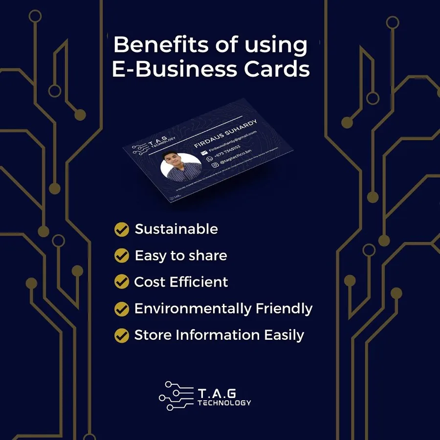 Explainer post: benefits of using e-business cards, on the circuit pattern