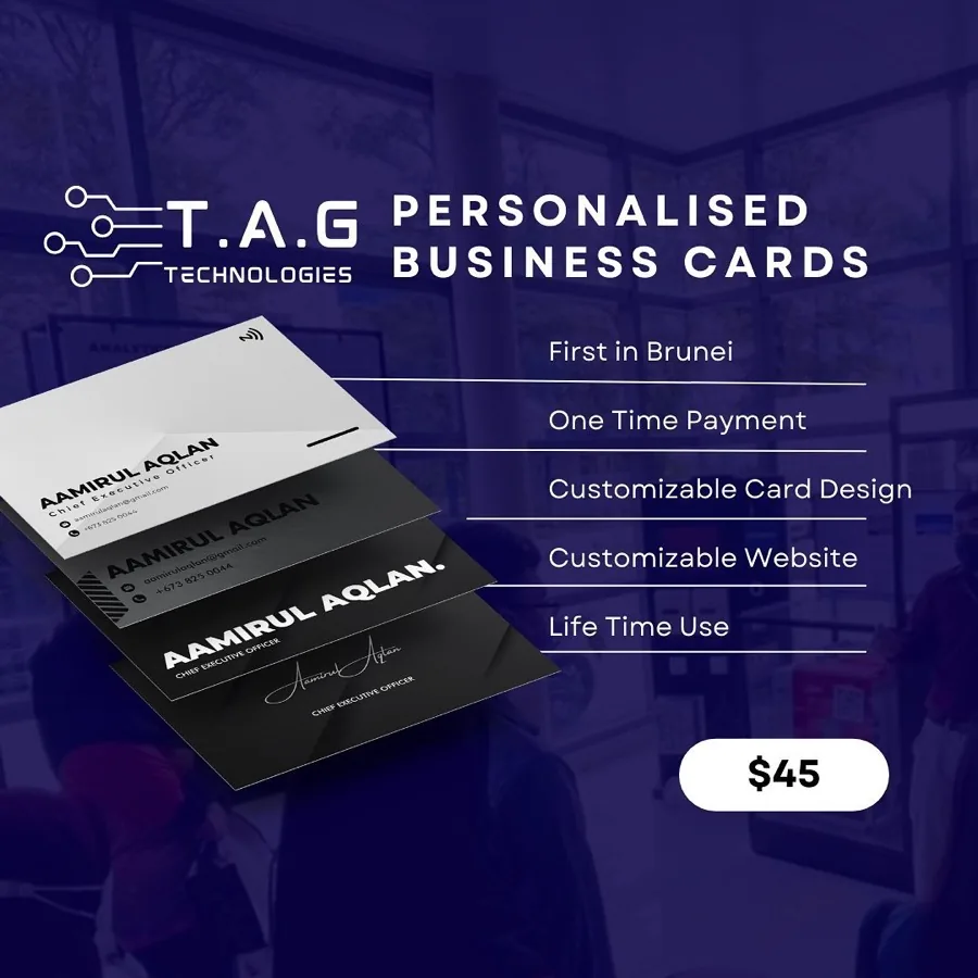 Product post: personalised business cards with feature list and price